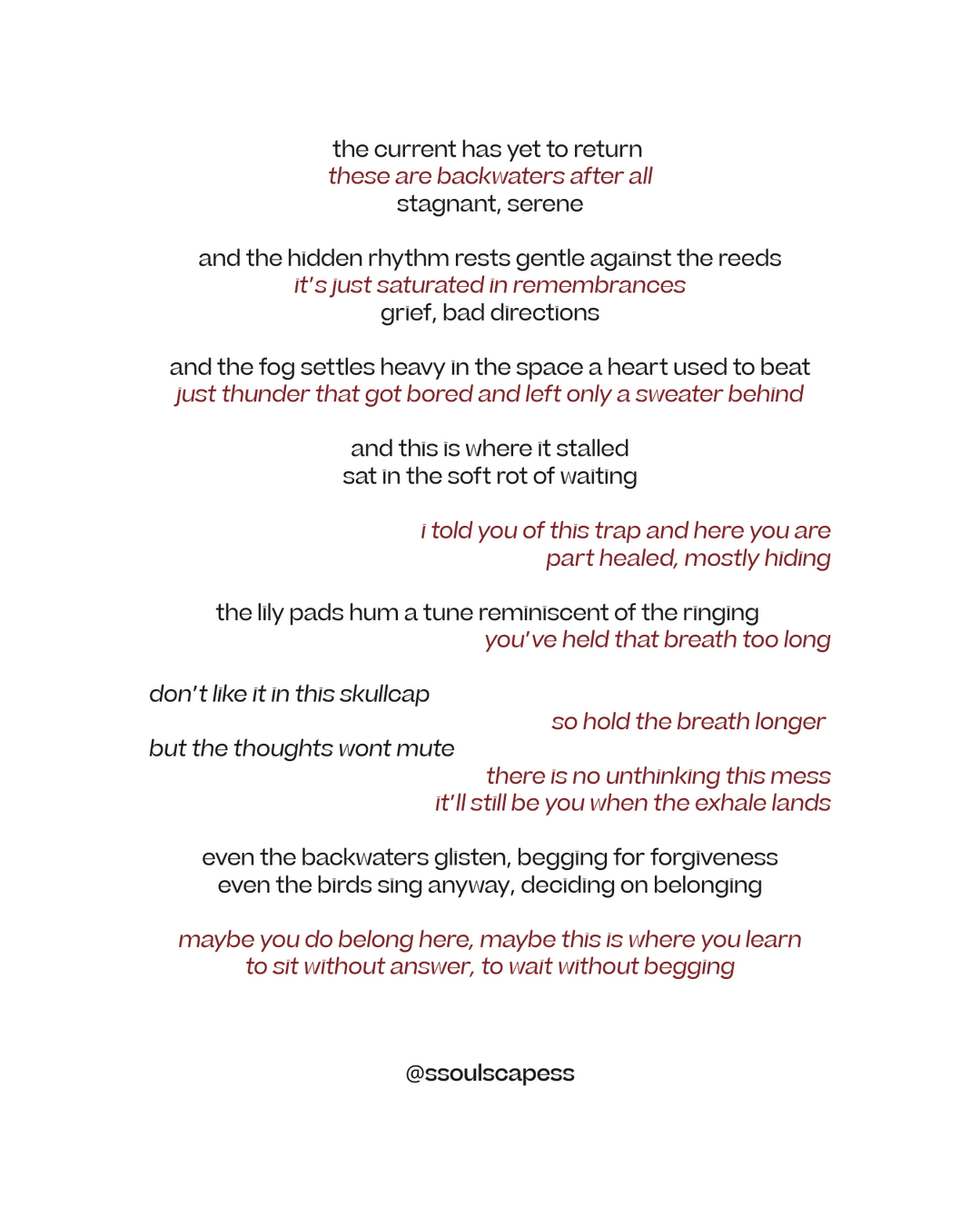 Backwaters - Poem by LJ Moon via soulscapes Poem by LJ Moon via soulscapes: Backwaters